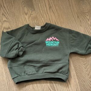Green Kids Sweatshirt with Pink Logo
